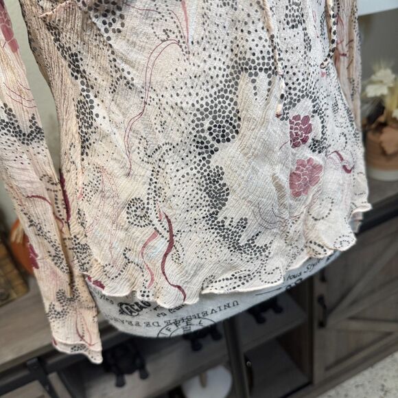 The Limited Y2k 100% Silk Sheer Retro Floral Long Sleeve Blouse Sz M Coquette - Picture 4 of 9